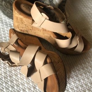 Clarks Artisan Strappy Nude Wedges
